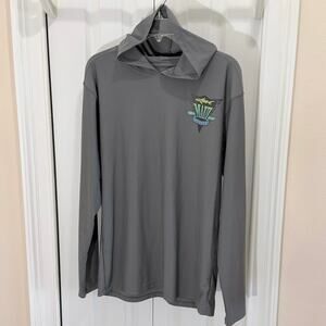 Maui & Sons men's SM hooded rash guard surfing shirt 50+UPF Tech. fish swim